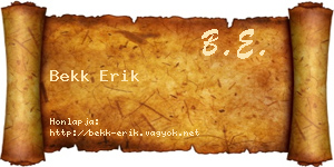 Bekk Erik névjegykártya